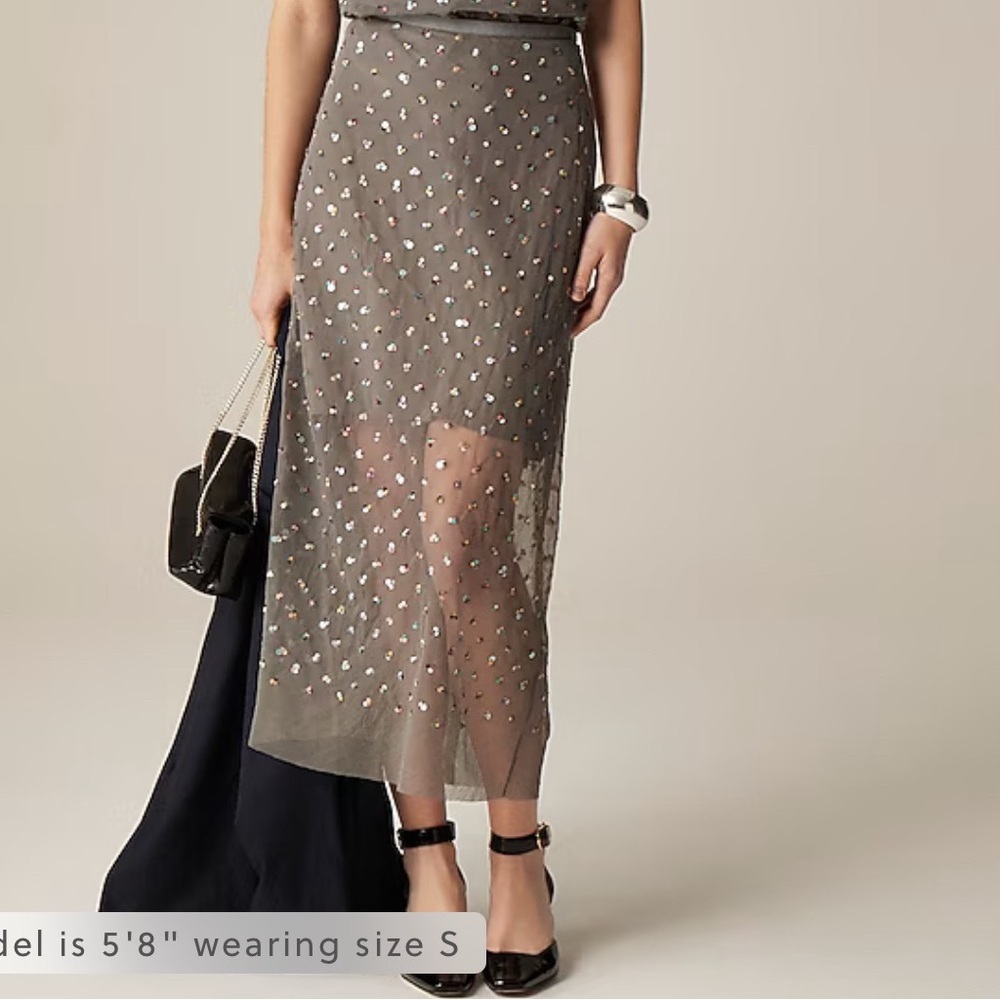 J. Crew Gwyneth Collection Gray Sequin Midi Skirt - Picture 6 of 6